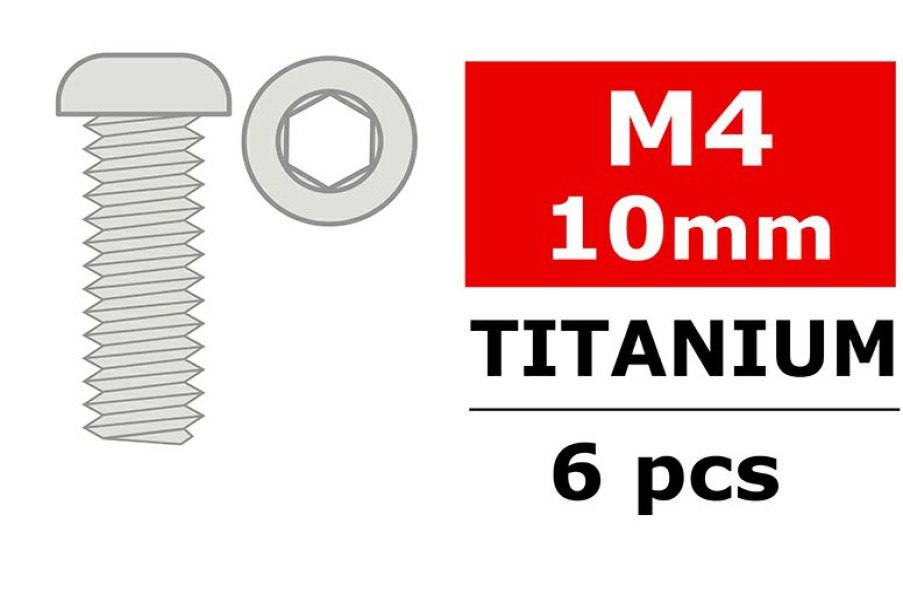 Parts And Accessories * | Team Corally Titanium Screws M4 X 10Mm Hex Button Head (6) C-34042