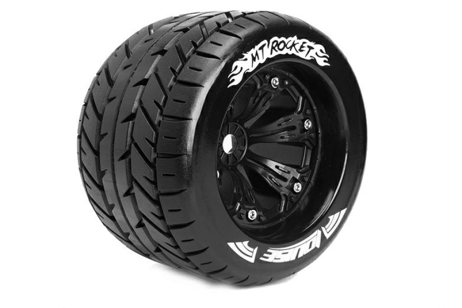 Tires And Wheels * | Louise Rc Mt-Rocket 1:8 Monster Tire Black Wheel 0-Offset Hex 17 (2) Lr-T3217B