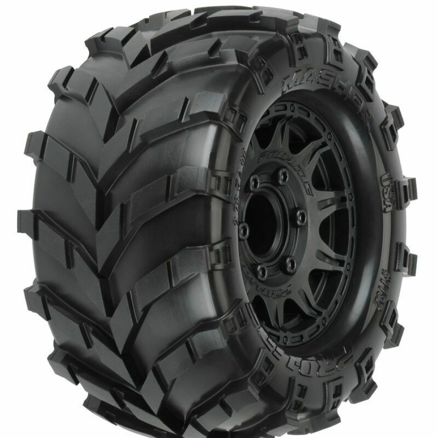 Tires And Wheels * | Pro-Line Masher 2.8" All Terrain Tires Mounted On Raid Black Hex Wheels (2) Pl1192-10