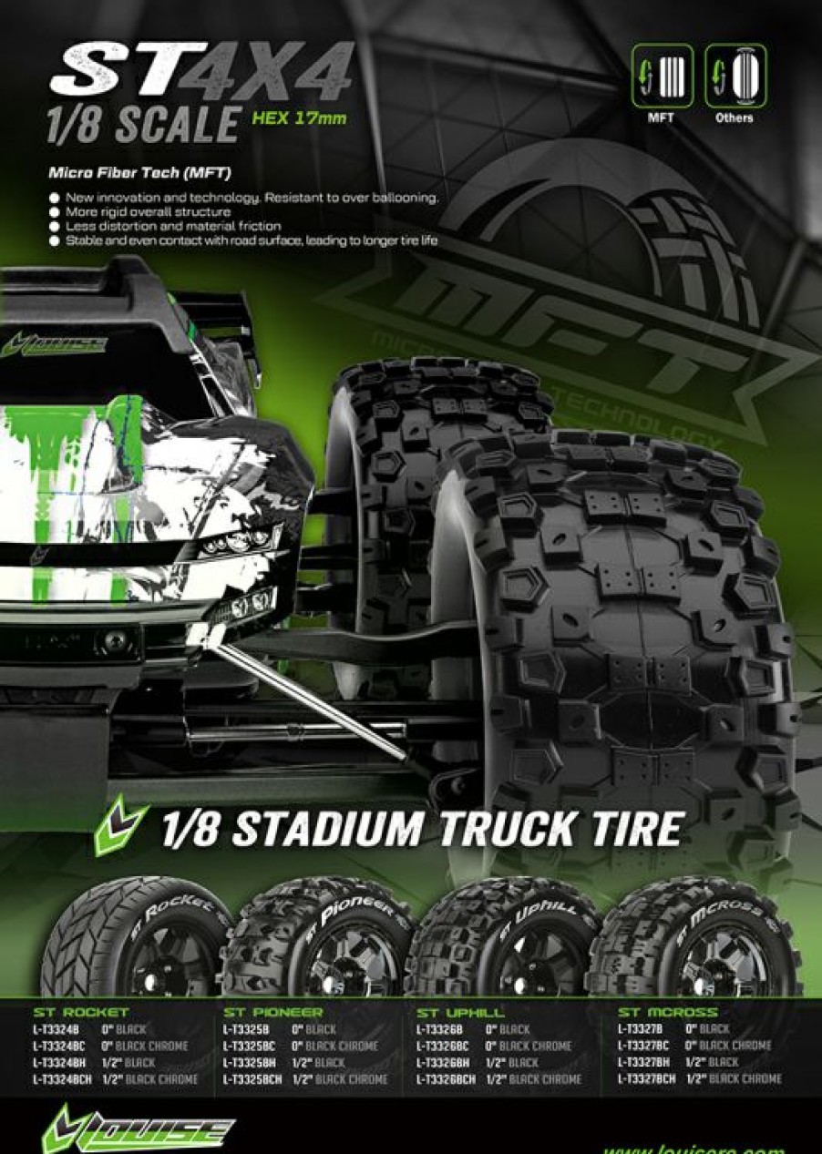 Tires And Wheels * | Louise Tires & Wheels St-Uphill 3,8" Black Mft 1/2-Offset (2) Lt3326Bh