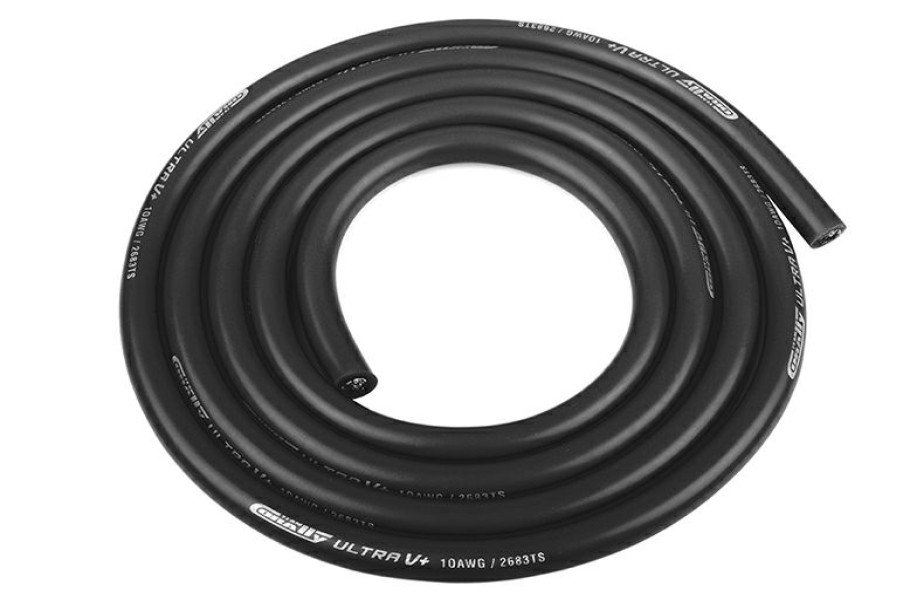 Rc Electronics * | Team Corally Ultra V+ Silicone Wire Super Flexible Black 10Awg 2683 / 0.05 Strands Od 5.5Mm 1M C-50106