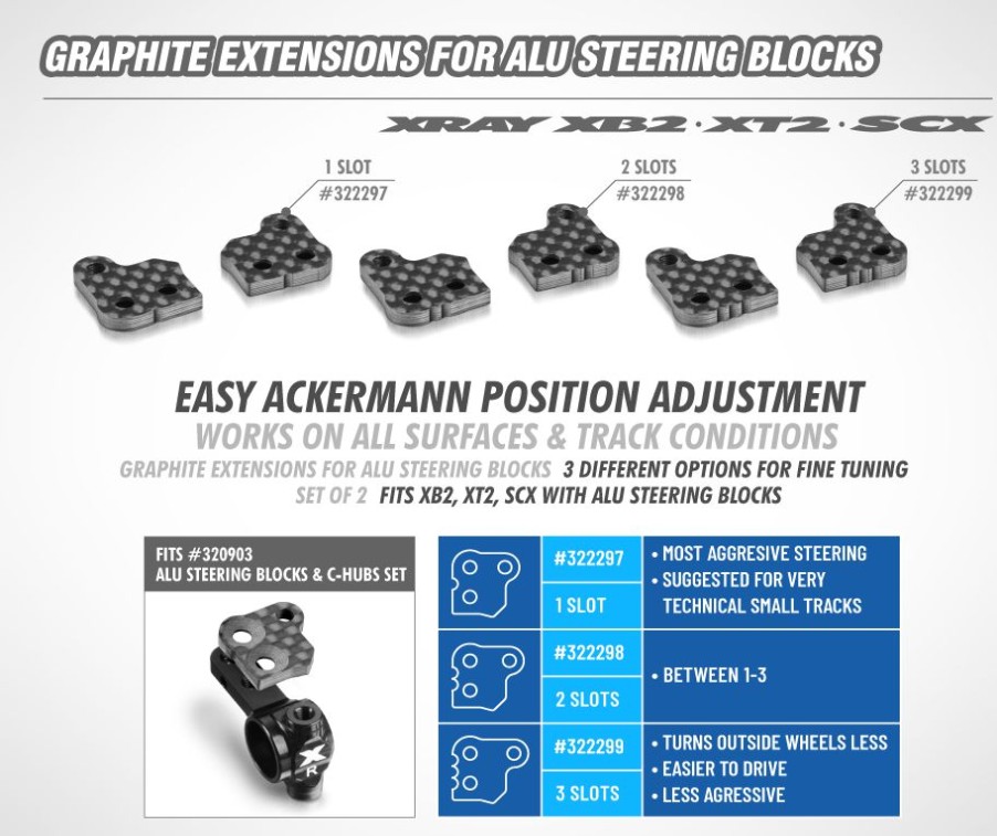 Rc Car Parts * | Xray Graphite Extension For Alu Steering Block (1+1) 1 Slots 322297