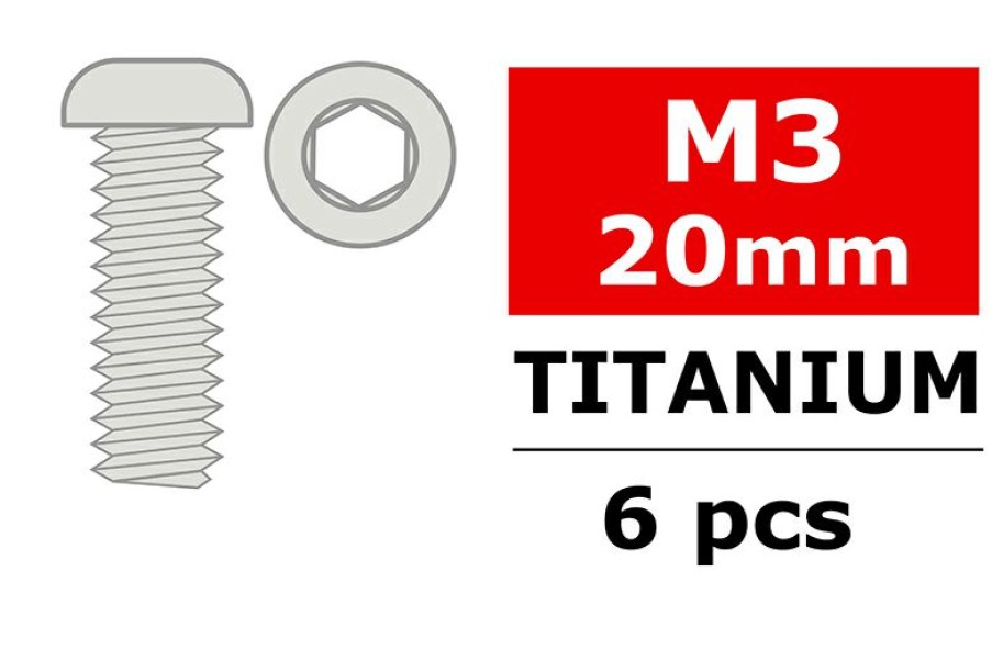 Parts And Accessories * | Team Corally Titanium Screws M3 X 20Mm Hex Button Head (6) C-34025