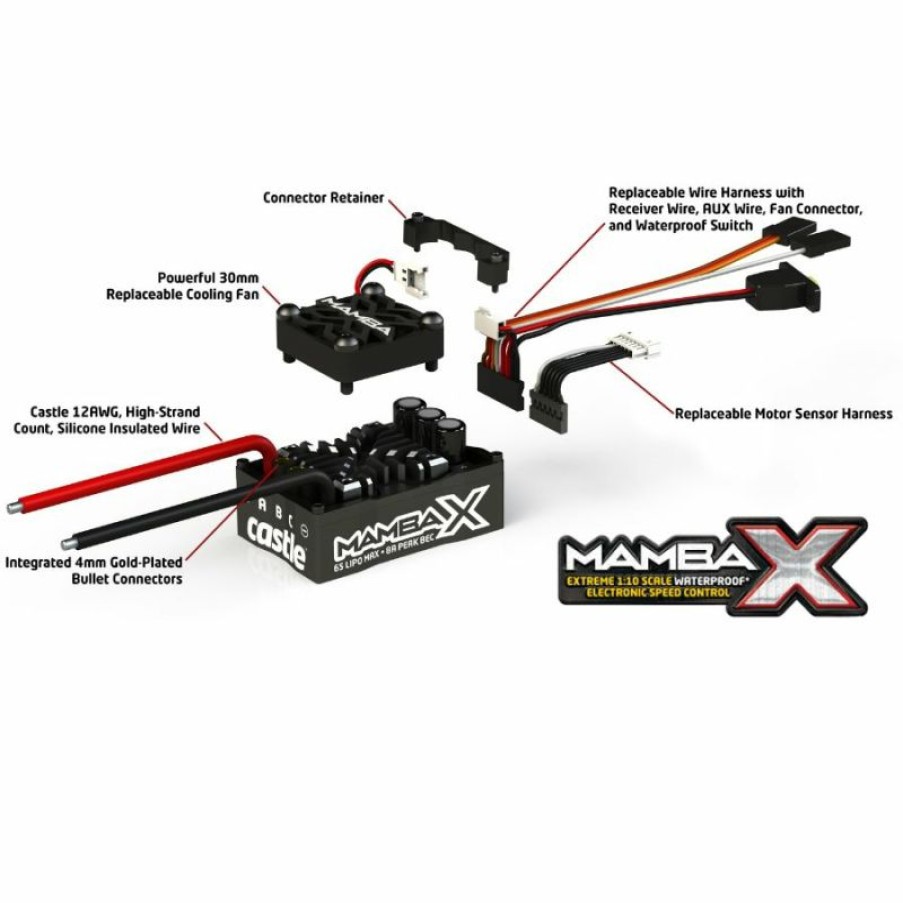 Rc Electronics * | Castle Creations Mamba X 25.2V Esc & 1406-6900Kv Sensored Waterproof Combo Cc-010-0155-03